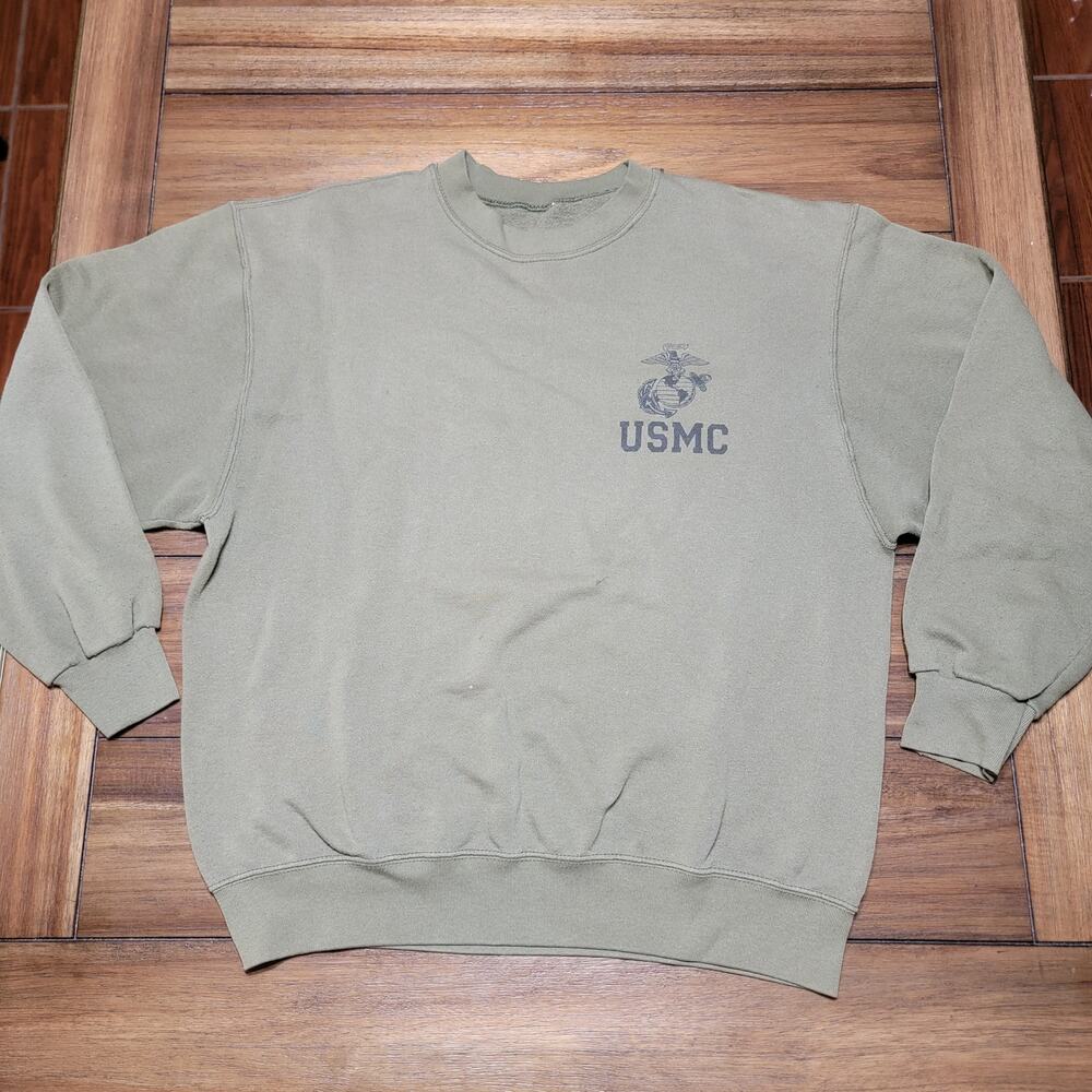 USMC Army Green LS Unisex Sweatshirt - Size Large